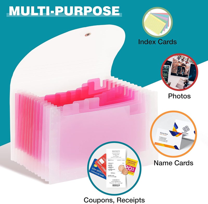 H4D Coupon Receipt Holder, 13 Pocket Accordion File Organizer, 7x4.5 Inches, Pink - Image 4